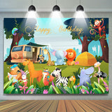 Allenjoy Lovely Animals Safari Camping Backdrop Birthday