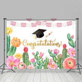 Allenjoy Lovely Cactus Flags Themed Happy Graduation Backdrop