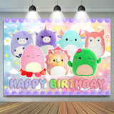 Allenjoy Lovely Colorful Cartoon Animal Dolls Birthday Backdrop