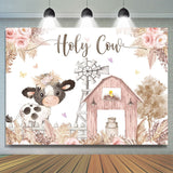 Allenjoy Lovely Floral Farm Holy Cow Happy Birthday Backdrop