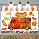 Allenjoy Lovely Food Truck Birthday Backdrop For Kids Party