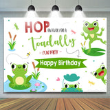 Allenjoy Lovely Frogs Hop Toadally Birthday Backdrop Kids