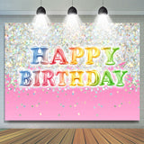 Allenjoy Lovely Glitter Pink Happy Birthday Backdrop For Girl