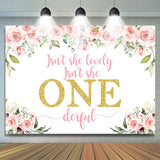 Allenjoy Lovely Her Is Onederful Pink Flower Birthday Backdrop