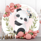 Allenjoy Lovely Panda Leaves Butterfly Themed Round Backdrop