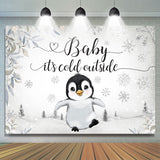 Allenjoy Lovely Pigeon Walking On The Snow Baby Shower Backdrop