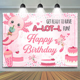 Allenjoy Lovely Pink Axolotl Cake Happy Birthday Backdrop