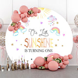 Allenjoy Lovely Rainbow Cloud Sunshine Round Birthday Backdrop