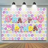 Allenjoy Lovely Sweet Donuts Themed Happy Birthday Backdrop