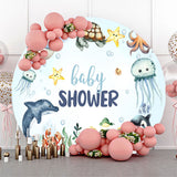 Allenjoy Lovely Undersea Fishes Circle Baby Shower Backdrop