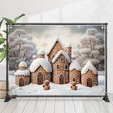 Allenjoy Lovey Biscuit House Snow Tree Christmas Backdrop