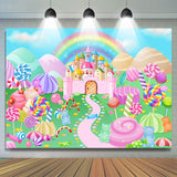 Allenjoy Magical Candyland Castle World Birthday Backdrop