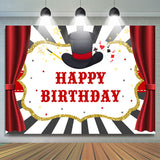 Allenjoy Magical Cards Curtain Themed Happy Birthday Backdrop