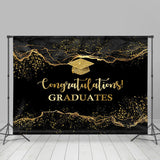 Allenjoy Marble Glitter Black And Gold Graduation Backdrop