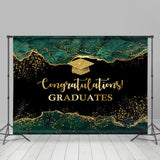 Allenjoy Marble Green Gold Glitter Congrats Grad Backdrop