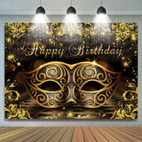 Allenjoy Mask Masquerade Black Golden Happy Birthday Backdrop