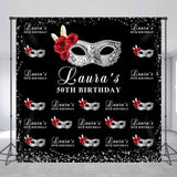 Allenjoy Masquerade Black Custom 50Th Birthday Party Backdrop