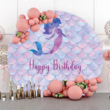 Allenjoy Mermaid Shadow Scales Round Birthday Party Backdrop