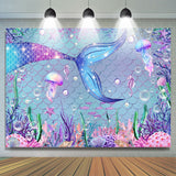 Allenjoy Mermaid Starfish Jellyfish Baby Shower Backdrop