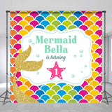 Allenjoy Mermaid Theme Custom Name First Birthday Backdrop