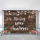 Allenjoy Merry Chrismas Pinecone Grayish Brown Wood Backdrop