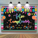 Allenjoy Mexican Fiesta Flower Happy Birthday Backdrop