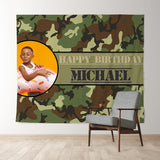 Allenjoy Military Personalized Camo Birthday Party Backdrop