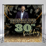 Allenjoy Money Black Glitter Custom 30Th Birthday Backdrop