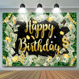 Allenjoy Money Dollar Bill Glitter Hiphop Birthday Backdrop