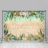 Allenjoy Monstera Sand Beach Floral Celebrate Party Backdrop