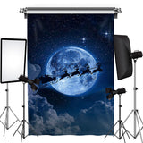 Allenjoy Moon Starry Elks Cloud Christmas Photoshoot Backdrop