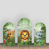 Allenjoy Mountain Safari Animals Birthday Arch Backdrop Kit