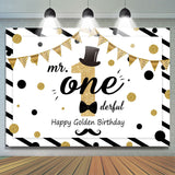 Allenjoy Mr Onederful 1St Birthday Glitter Gold Dots Backdrop