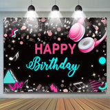 Allenjoy Musical And Glitter Abstract Happy Birthday Backdrop