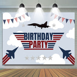 Allenjoy National Flag Flight Plane Happy Birthday Backdrop