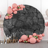 Allenjoy Natural Black Limestone Wall Round Birthday Backdrop