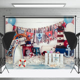 Allenjoy Nautical Balloon Flag Birthday Cake Smash Backdrop