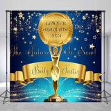 Allenjoy Navy Blue Glitter Lawyer Graduation Custom Backdrop