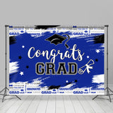 Allenjoy Navy Blue Graffiti Congrats Graduation Backdrop