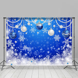 Allenjoy Navy Blue Snowflake Christmas Ball Holiday Backdrop