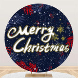 Allenjoy Navy Blue Snowflake Round Merry Chrismas Backdrops