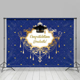 Allenjoy Navy Blue With Hat Congratulation Graduate Backdrop