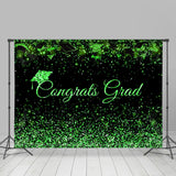 Allenjoy Neon Green Glitter Black Congrats Grad Backdrop