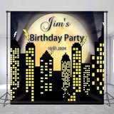 Allenjoy Night Building Yellow Moon Custom Birthday Backdrop