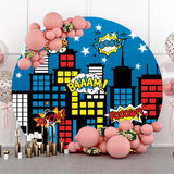 Allenjoy Night City Building Personalized Round Backdrop