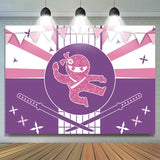 Allenjoy Ninja Pink Glitter Happy Birthday Backdrop Girls