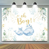 Allenjoy Oh Boy Whale Green Photography Backdrop For Baby Shower