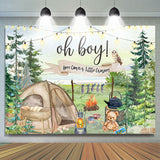 Allenjoy Oh Boy Wild Camping Teddy Bear Baby Shower Backdrop