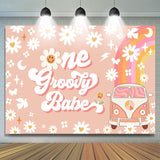 Allenjoy One Groovy Happy 1St Birthday Backdrop Girls