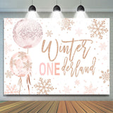 Allenjoy Onederland Sparkling Snow Pink 1St Birthday Backdrop